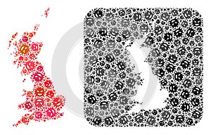 Map of Great Britain - Pandemic Virus Collage with Hole