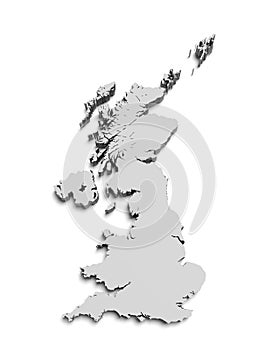 Map of Great Britain on white isolated