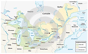 Map of the great lakes and st lawrence river drainage aregions