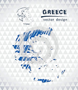 Map of Greece with hand drawn sketch map inside. Vector illustration