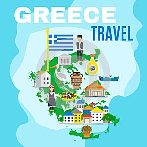 Map Greece Poster