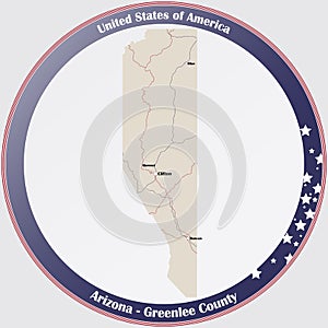 Map of Greenlee County in Arizona