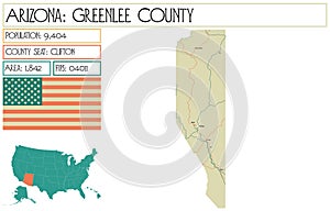 Map of Greenlee County in Arizona, USA.