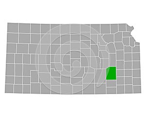 Map of Greenwood in Kansas