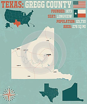 Map of Gregg county in Texas