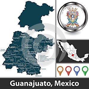 Map of Guanajuato, Mexico photo