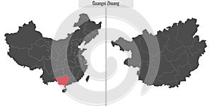 map of Guangxi Zhuang province of China