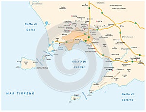 Map of the gulf of naples in italian language