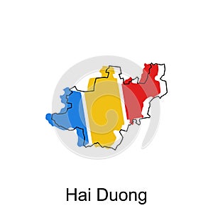 Map of Hai Duong vector design template, World Map International vector template with outline graphic sketch style isolated on