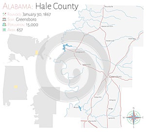 Map of Hale County in Alabama