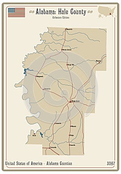 Map of Hale County in Alabama