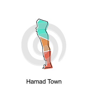 Map of Hamad Town geometric with outline modern design template, World Map International vector template with outline graphic