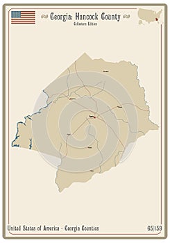 Map of Hancock County in Georgia