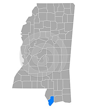 Map of Hancock in Mississippi