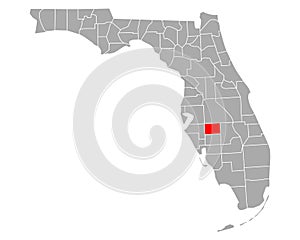 Map of Hardee in Florida