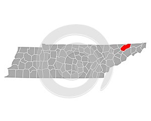 Map of Hawkins in Tennessee