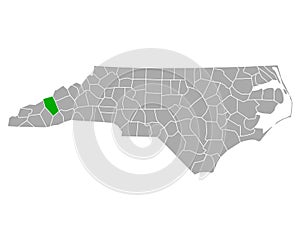 Map of Haywood in North Carolina