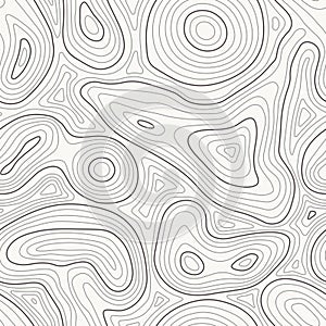Map of heights seamless pattern. Contour topographic maps, relief texture and topographical mountains and plains vector