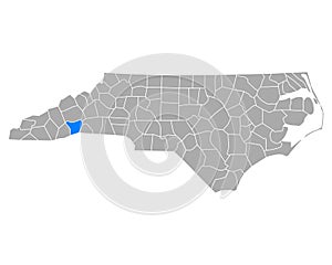 Map of Henderson in North Carolina