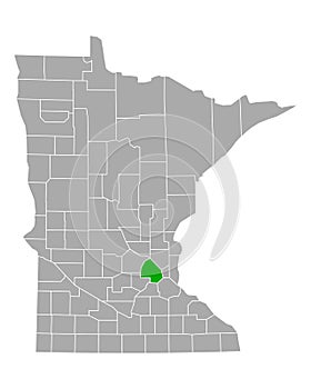 Map of Hennepin in Minnesota