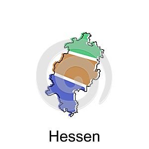 map of Hessen vector design template, national borders and important cities illustrationmap of vector design template, national