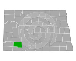 Map of Hettinger in North Dakota