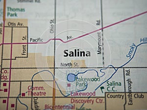 Map Highlighting Salina Kansas