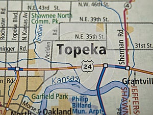 Map Highlighting Topeka Kansas