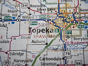 Map Highlighting Topeka Kansas