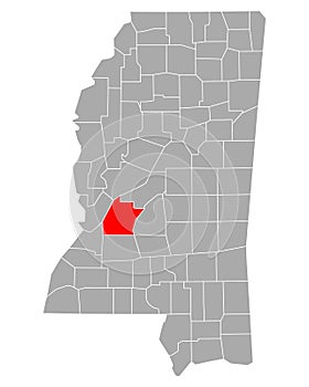 Map of Hinds in Mississippi