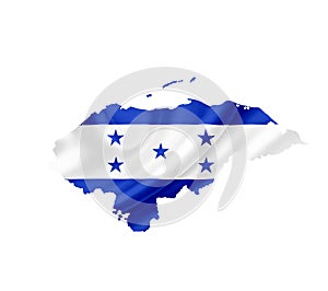 Map of Honduras with waving flag isolated on white