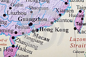Map of Hong Kong, Guangzhou, and Macau