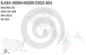 Map of Honnah-Angoon Census Area in Alaska, USA.