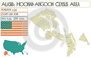 Map of Hoonah-Angoon Census Area in Alaska, USA.