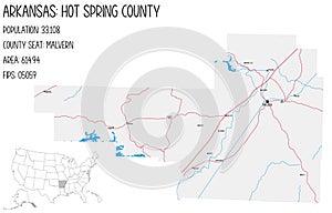Map of Hot Spring County in Arkansas, USA.