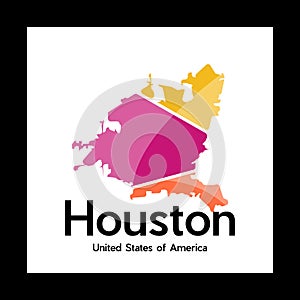 Map Of Houston City Illustration Creative Logo