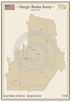 Map of Houston County in Georgia