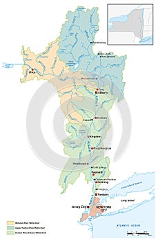 Map of the Hudson River watershed, New York, United States photo