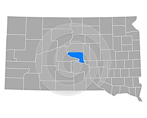 Map of Hughes in South Dakota