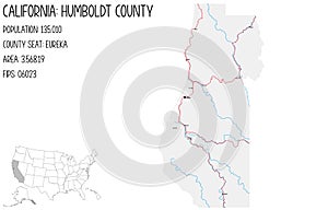 Map of Humboldt County in California, USA.