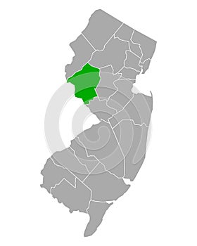 Map of Hunterdon in New Jersey