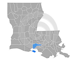 Map of Iberia in Louisiana