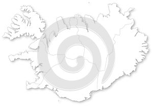 Map of Iceland with regions.