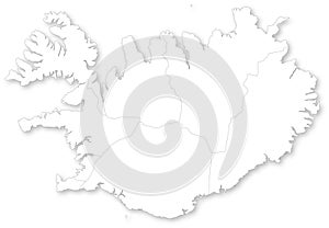 Map of Iceland with regions. photo