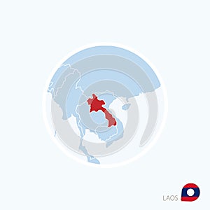 Map icon of Laos Blue map of Southeast Asia with highlighted Laos in red color