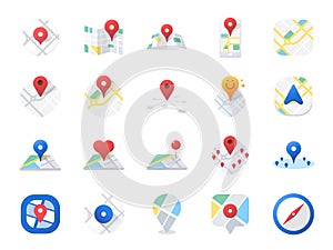 Map icon set. Included the icons as location, area, navigation, navigator, direction and more. photo