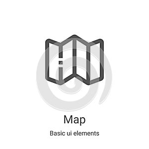 map icon vector from basic ui elements collection. Thin line map outline icon vector illustration. Linear symbol for use on web
