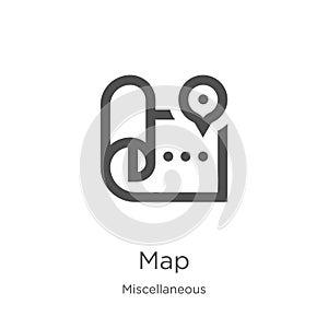 map icon vector from miscellaneous collection. Thin line map outline icon vector illustration. Outline, thin line map icon for