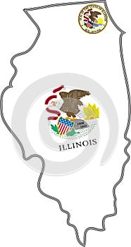 Map of Illinois State USA illustration Vector