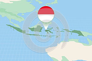 Map illustration of Indonesia with the flag. Cartographic illustration of Indonesia and neighboring countries